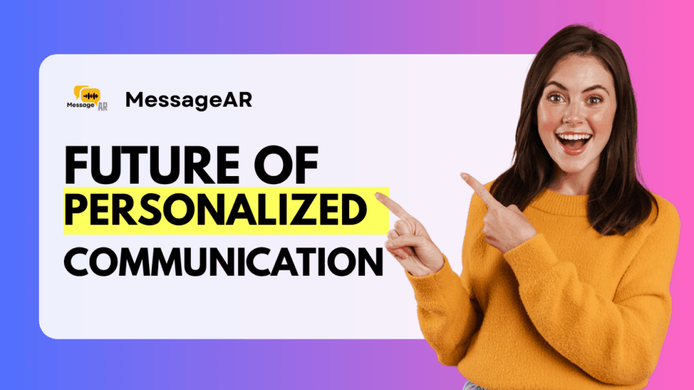 Smiling person sending personalized video greetings with MessageAR on a smartphone